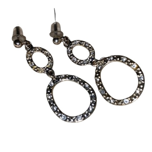 Sterling Silver Oval Hoop Earrings w/ Stainless Steel Posts-Bridal Earrings - Picture 1 of 4